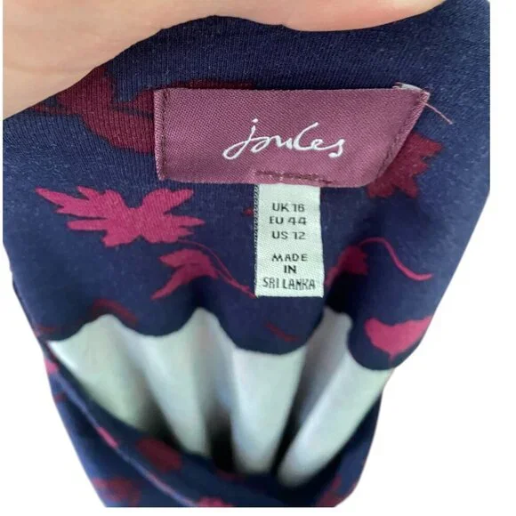 Joules Size 12 Floral Printed Long Sleeve Jersey Dress Knee Length - Picture 5 of 5